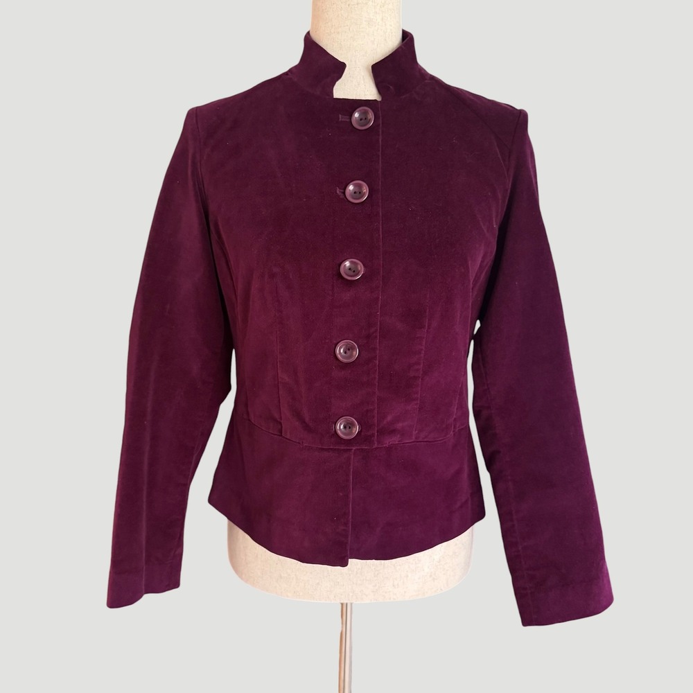 Talbots Petites Velvet Blazer Jacket Plum Purple sz 2P Whimsigoth Regency